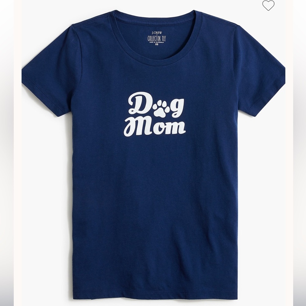 NWT J. Crew Factory Navy 'Dog Mom' Short-Sleeve Collector Tee with White Graphic